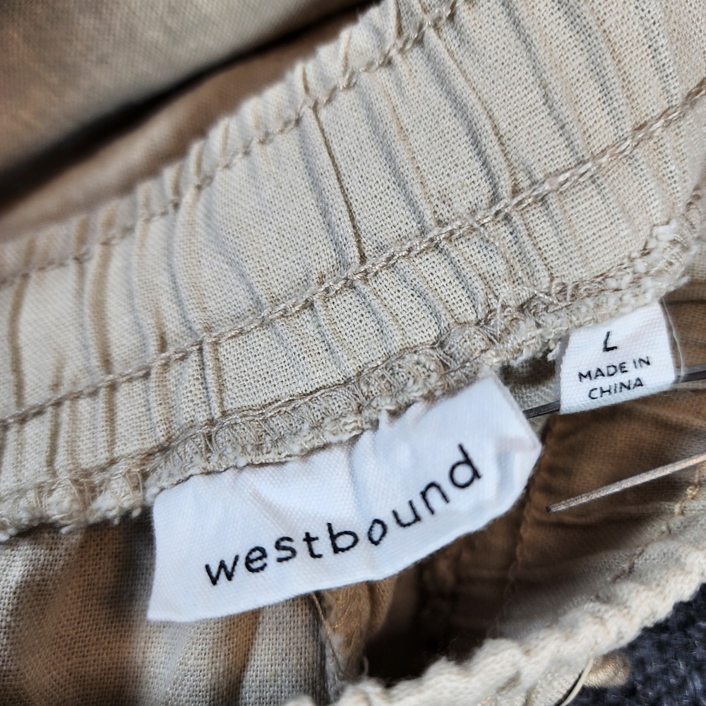Westbound Women Linen Blend Coastal Boho Resort Wide Leg Crop Pants Size L - Picture 4 of 9